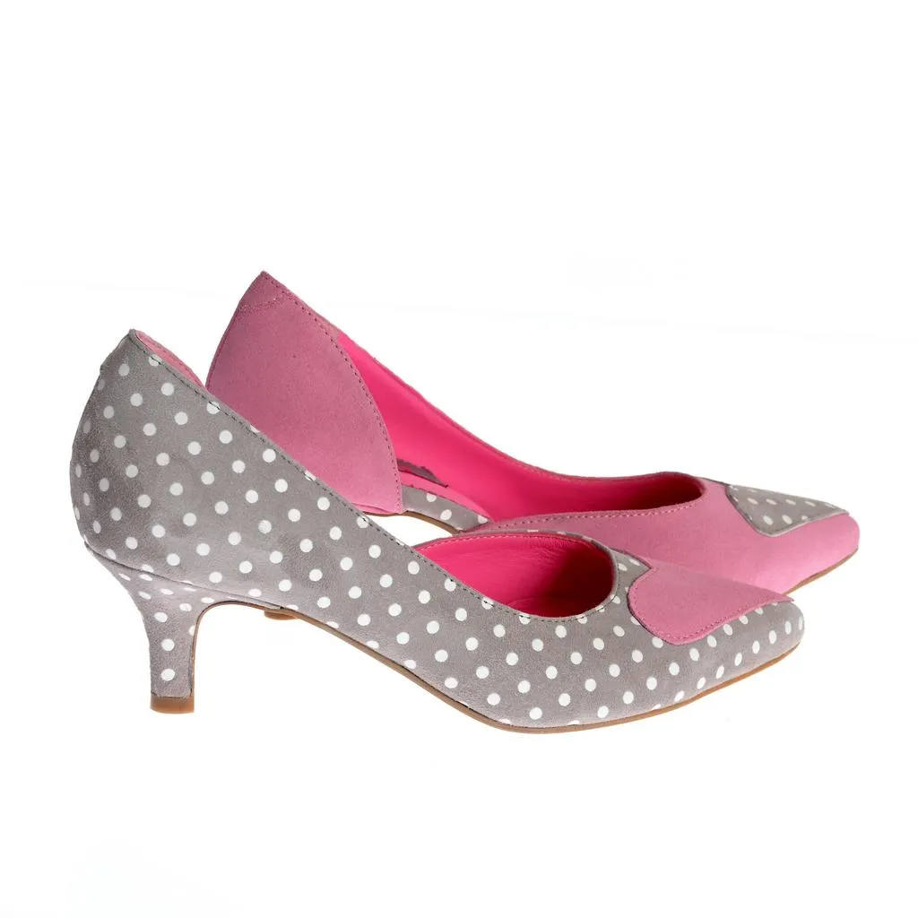 Ana Urbana Shoes Seattle pantofi roz-gri toc mic