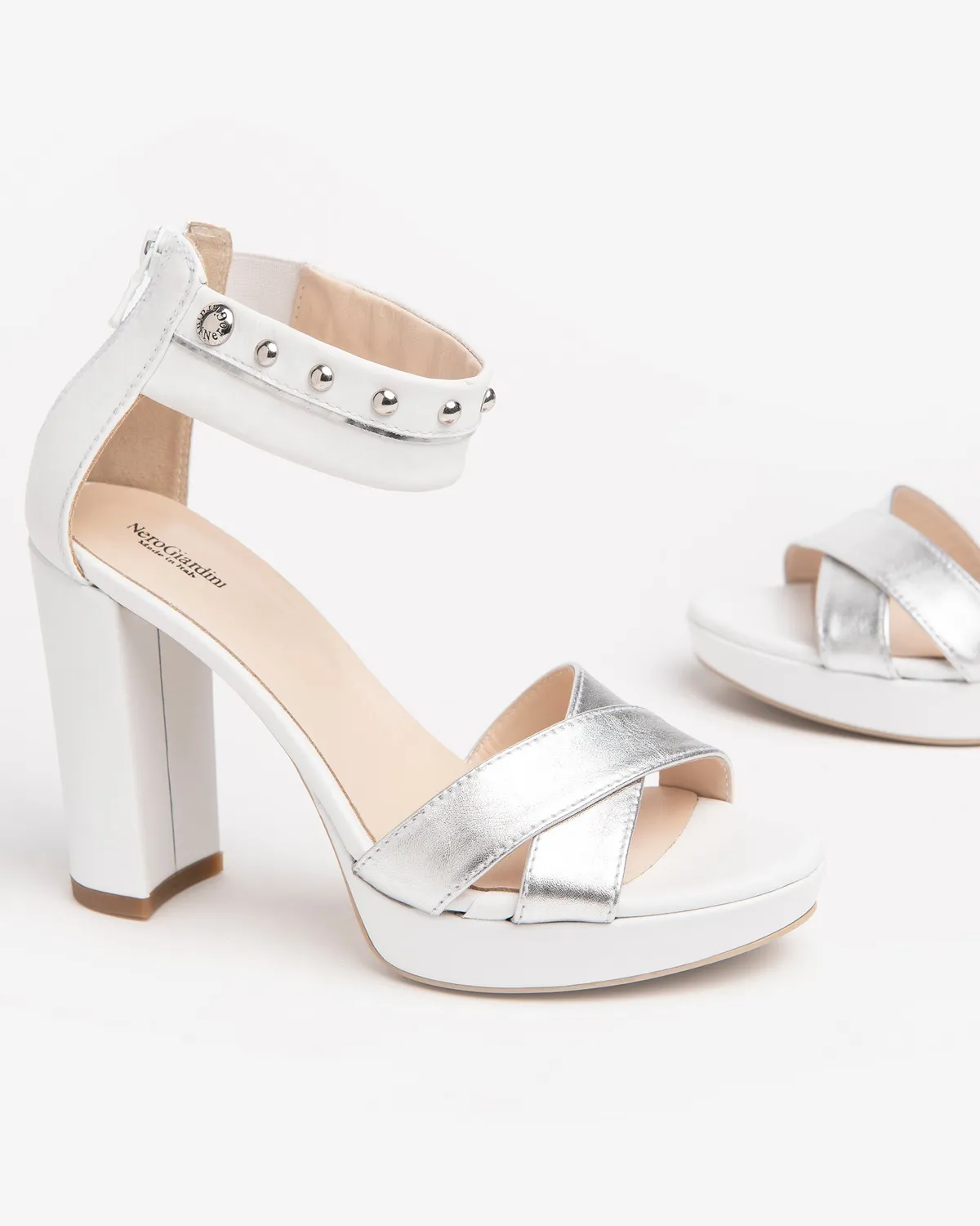 NeroGiardini sandale piele dama toc 10,5 cm cu tinte