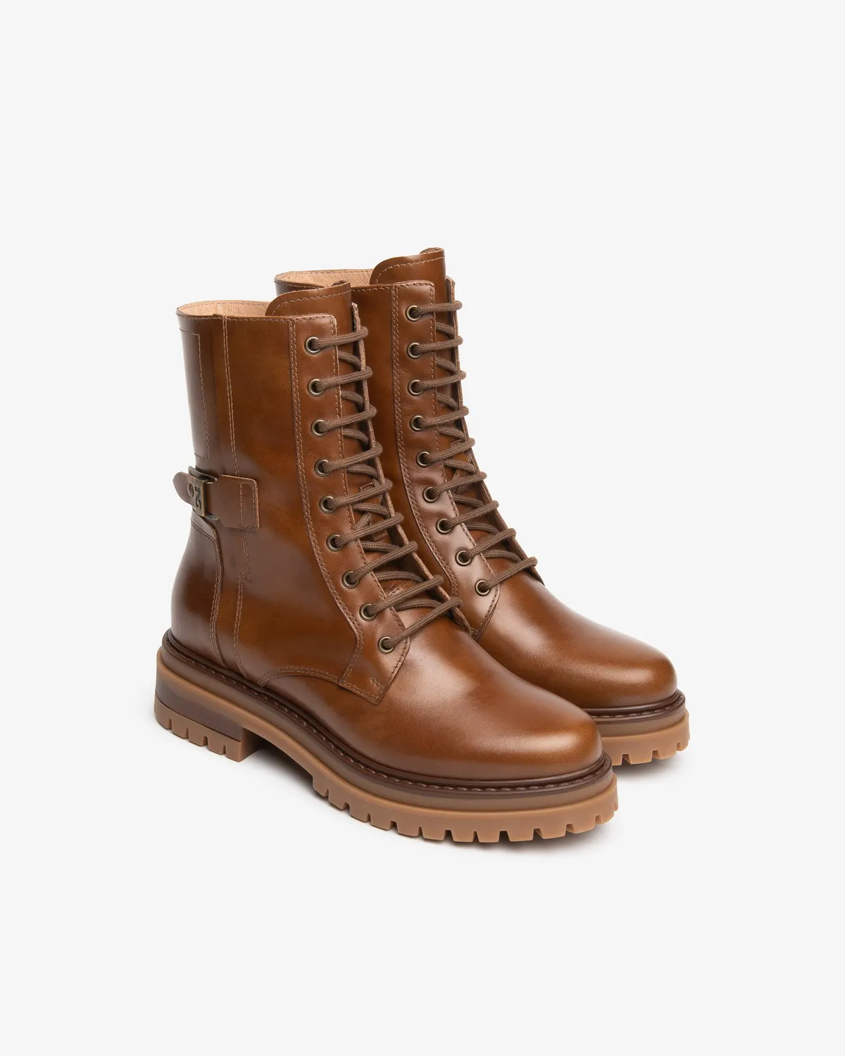 NeroGiardini ghete piele dama combat cu toc 4 cm