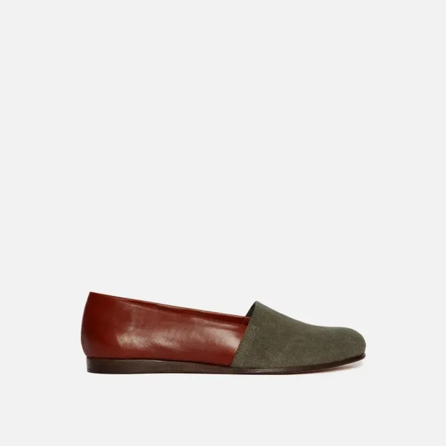 Cecilia Bringheli Amalfi espadrile verzi bumbac piele maro