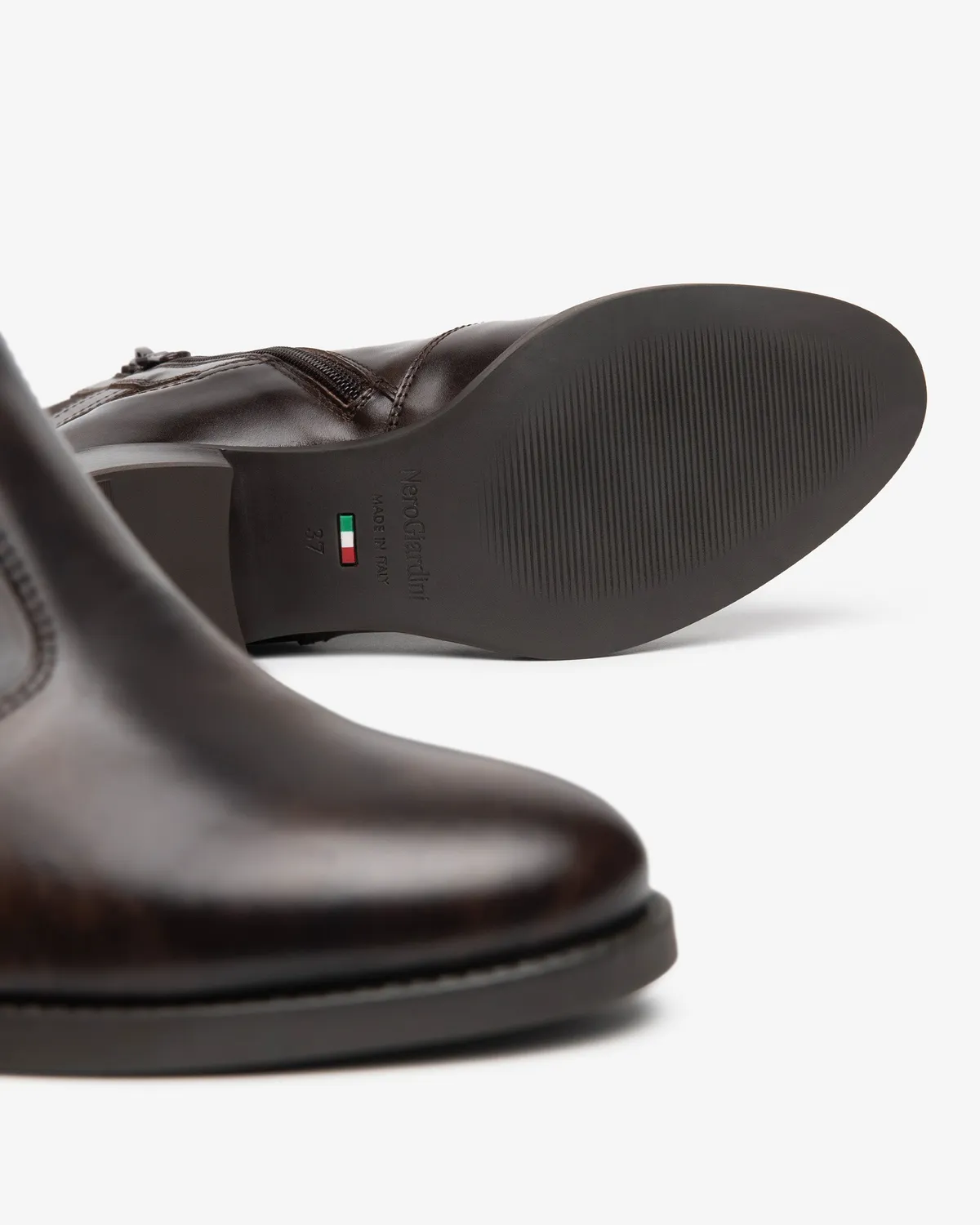 NeroGiardini botine piele dama cu toc bloc 40 mm fermoar