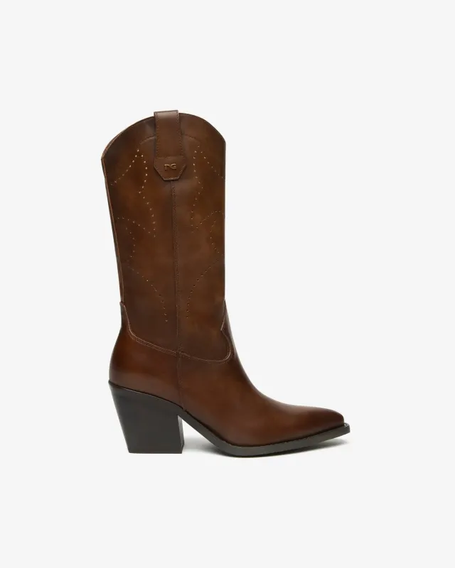 NeroGiardini cizme dama piele western toc 75 mm