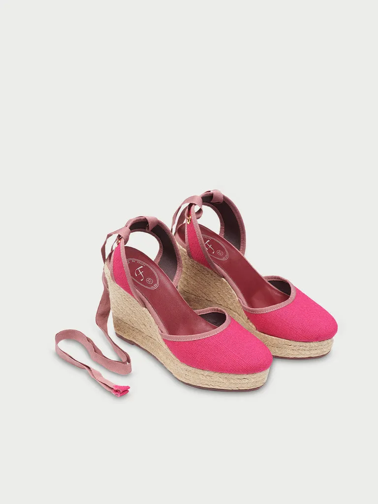 Flagelus Fiesta Strawberry espadrile roz in cu platforma