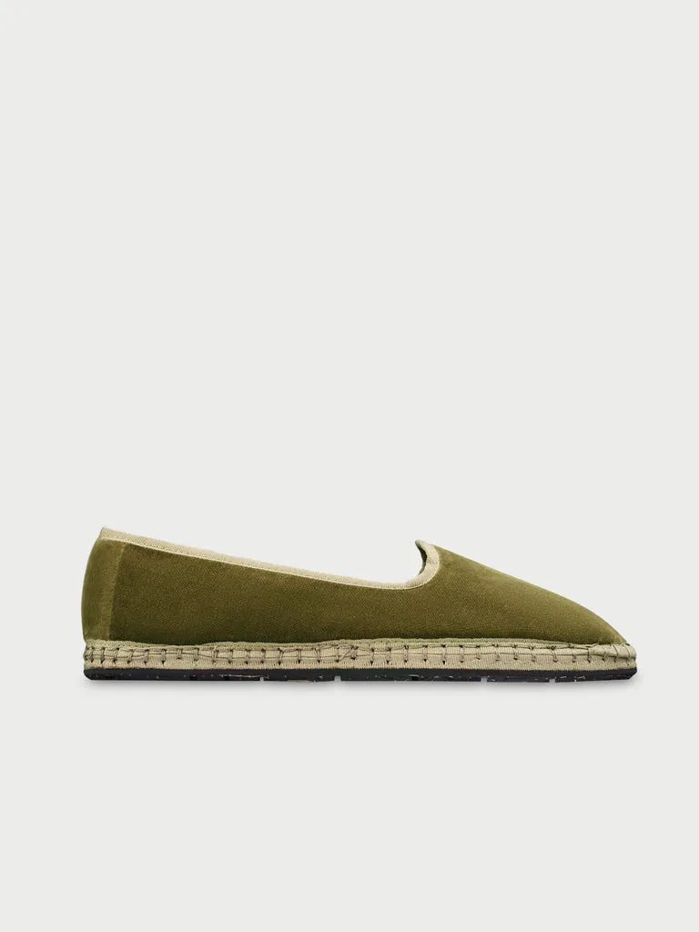 Flagelus Lola slippers verde masliniu catifea