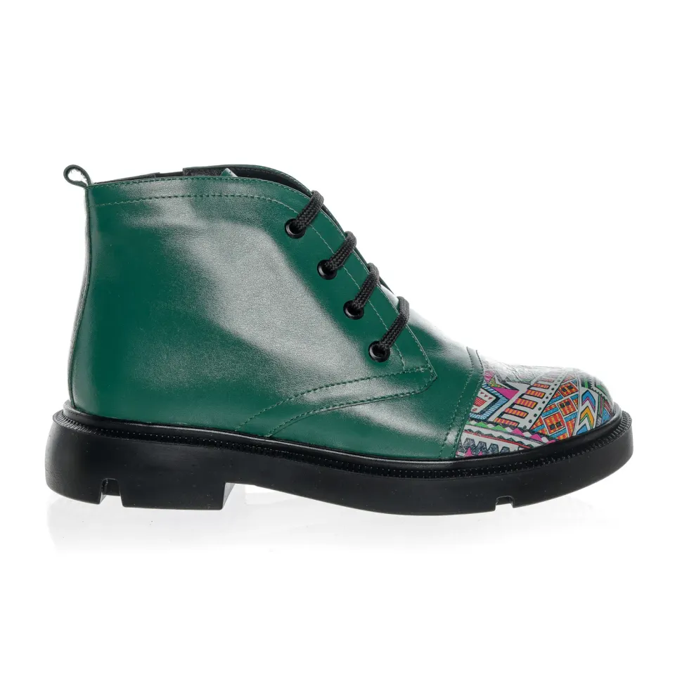 Catinca Shoes BC17 VBT ghete damă piele verde tradițional
