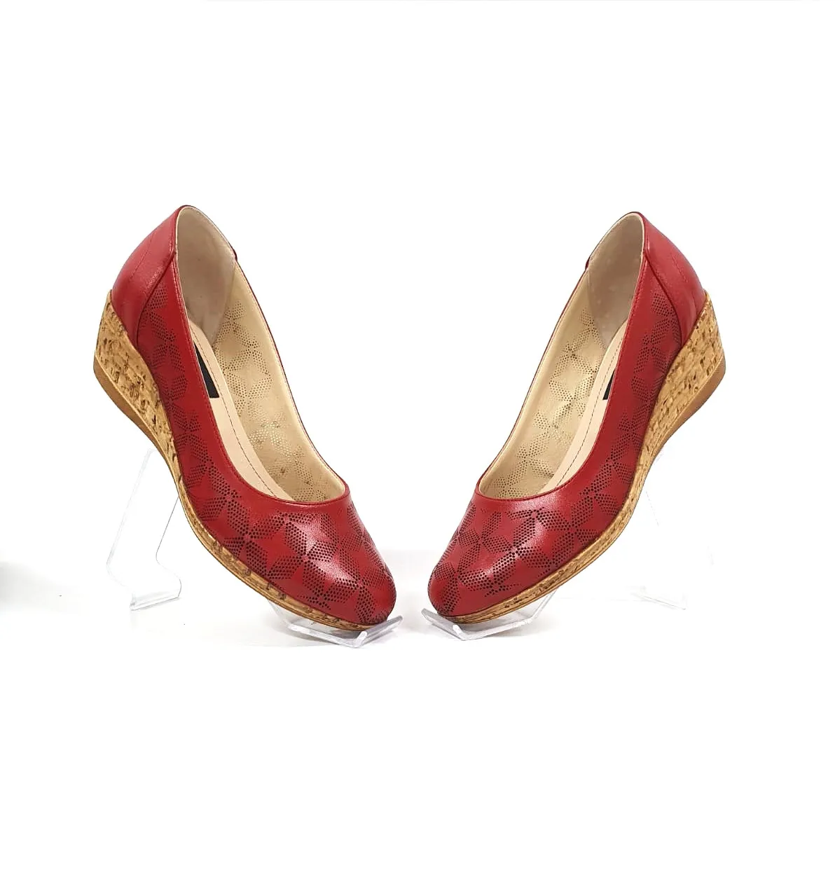 Catinca Shoes T13 R pantofi piele rosu perforat