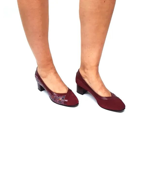 Catinca Shoes 208 BAPB pantofi damă bordo antilopă pietre piele