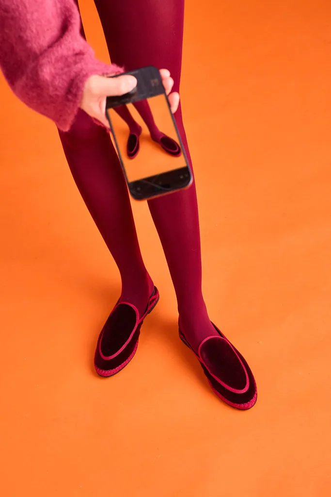 Flagelus Bruna pantofi belgian bordo catifea garnet