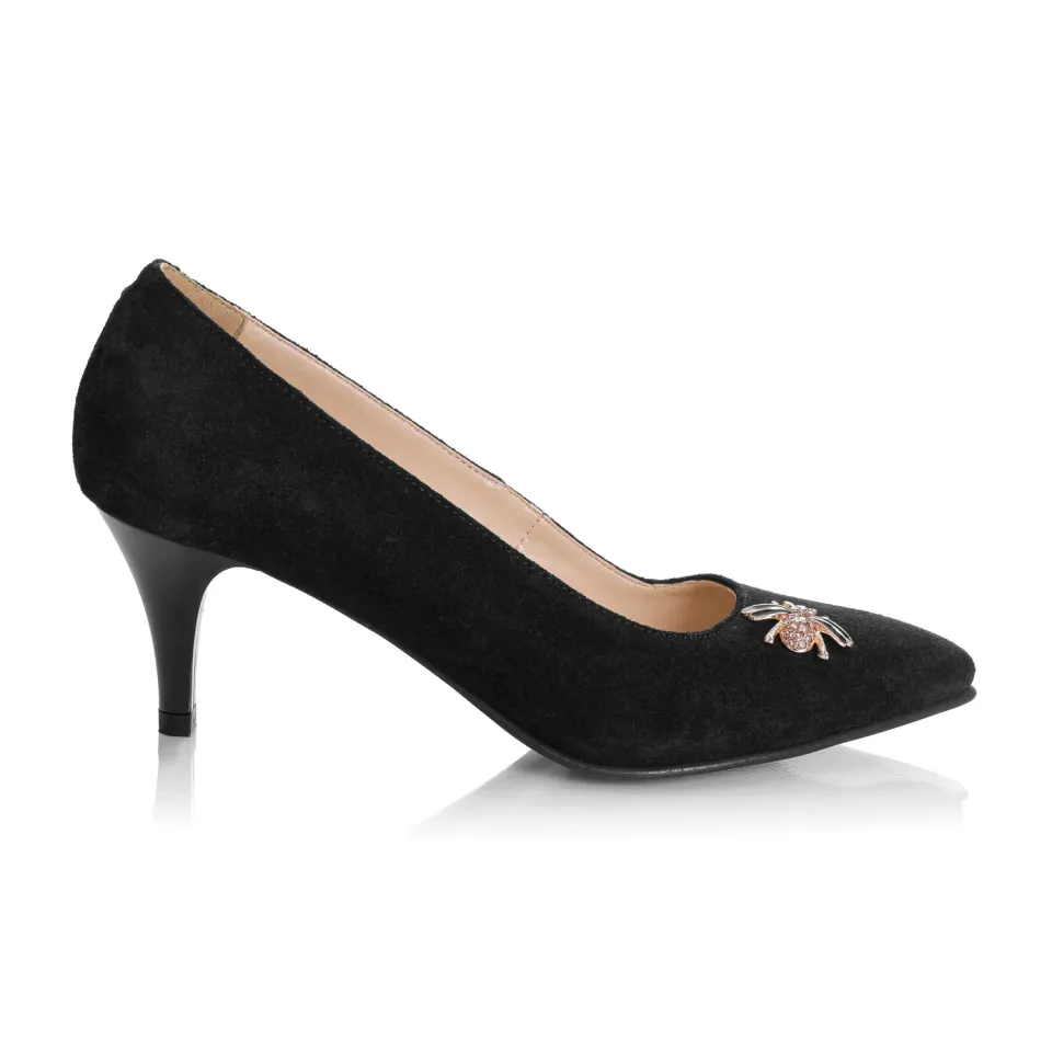 Catinca Shoes A43 NA pantofi damă negru antilopă piele
