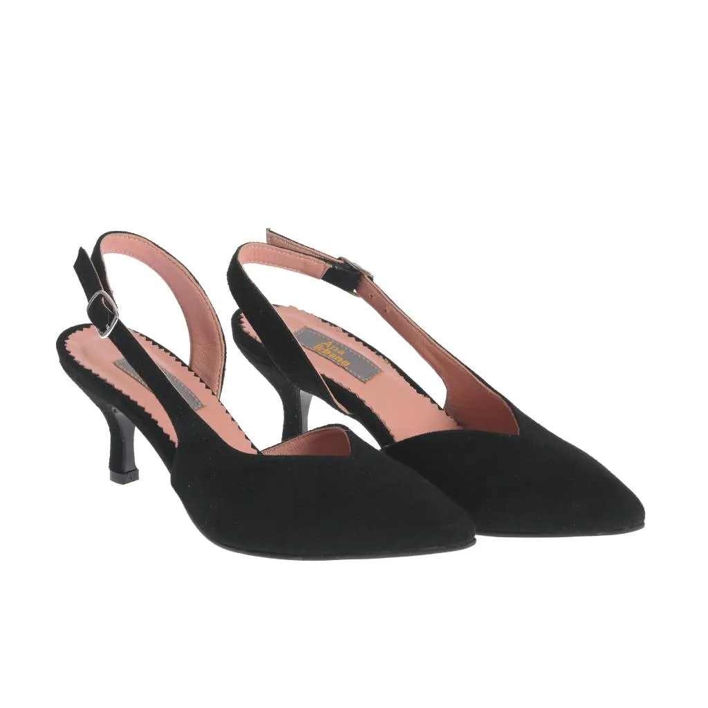 Ana Urbana Frankfurt pantofi velur negru slingback