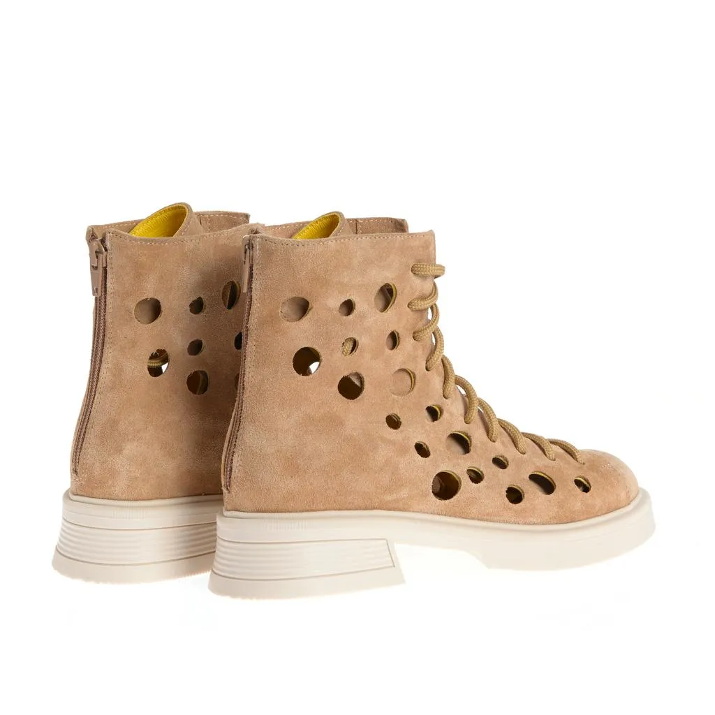 Ana Urbana Shoes Bianca bocanci piele bej-galben