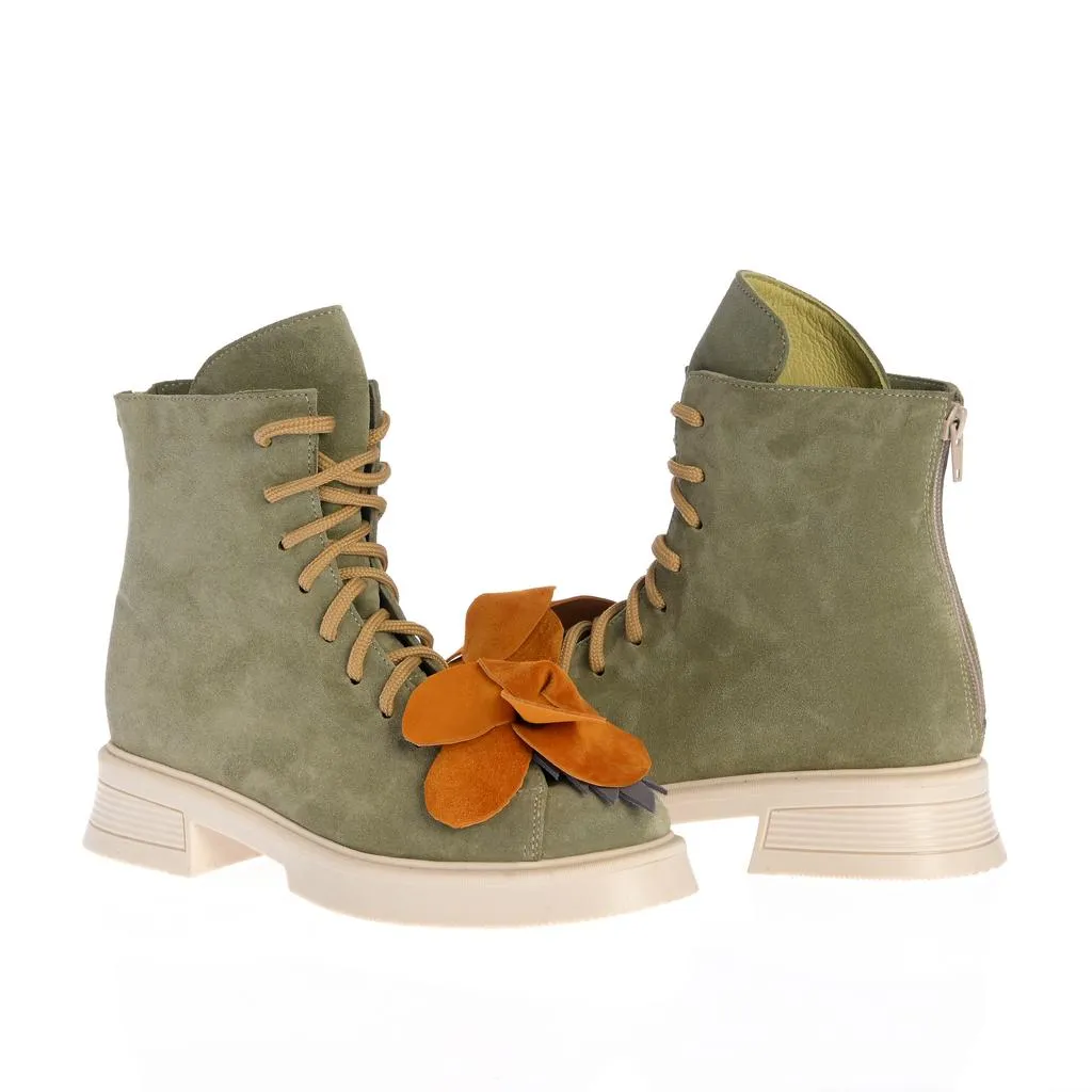 Ana Urbana Shoes Yasmina bocanci verde oliv aplicatie florala