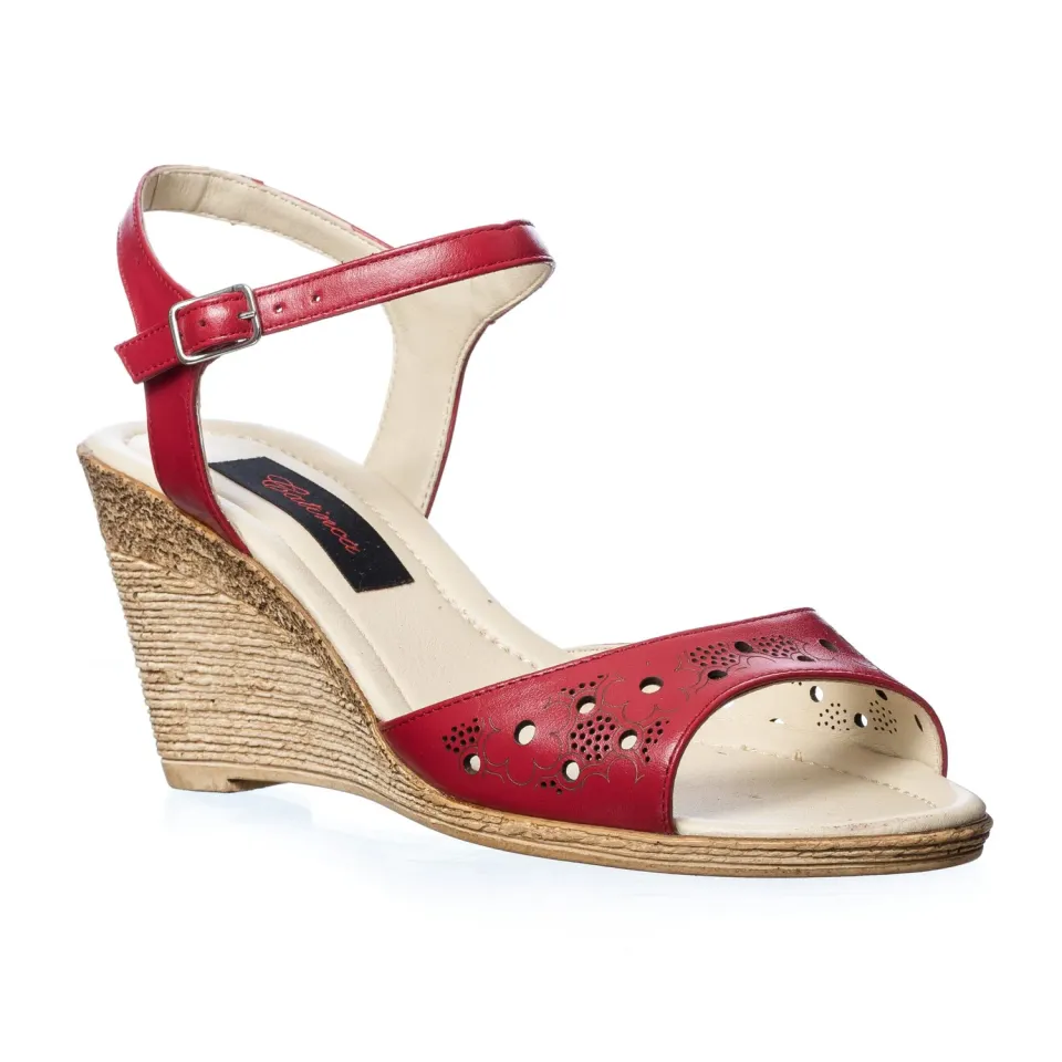 Catinca Shoes P16 R sandale dama rosii piele naturala