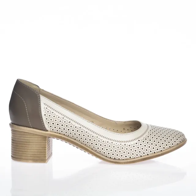 Catinca Shoes T2 BG pantofi piele naturala bej cu gri