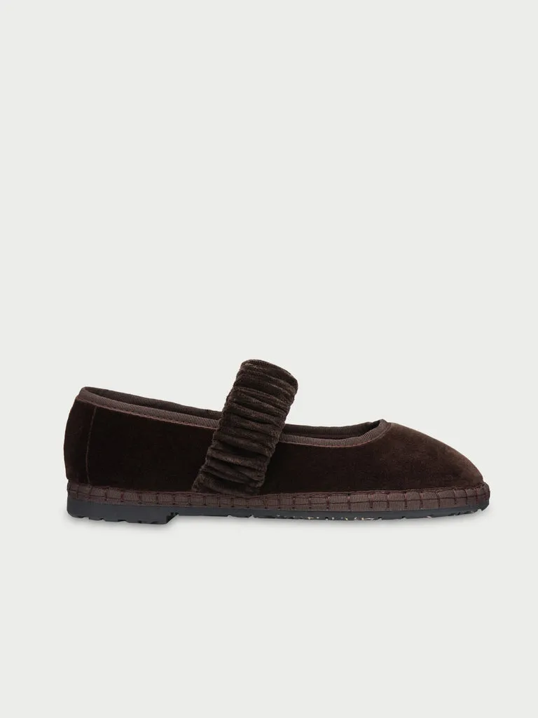 Flagelus Mafalda Truffle pantofi catifea maro siret