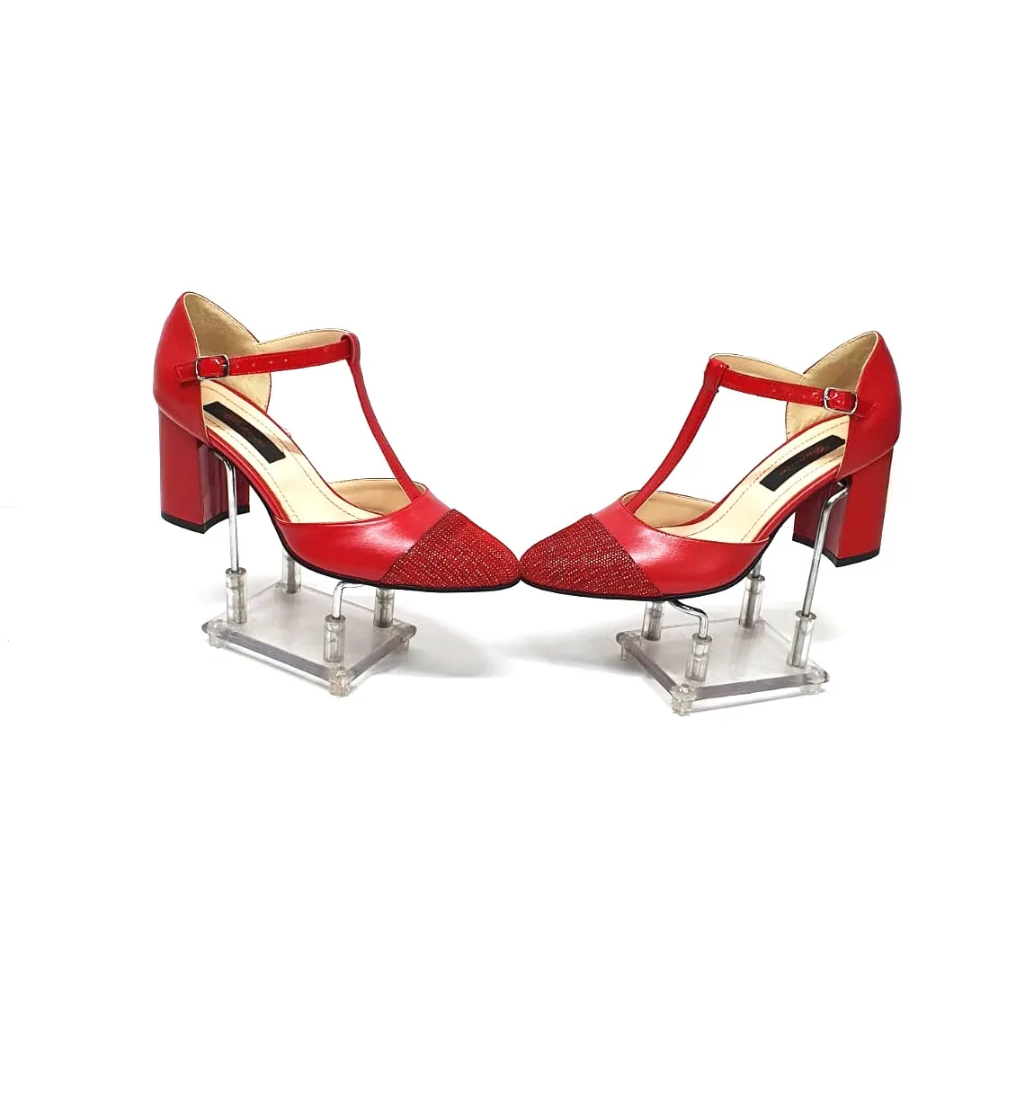 Catinca Shoes D15 NBP sandale dama piele rosu cu puncte