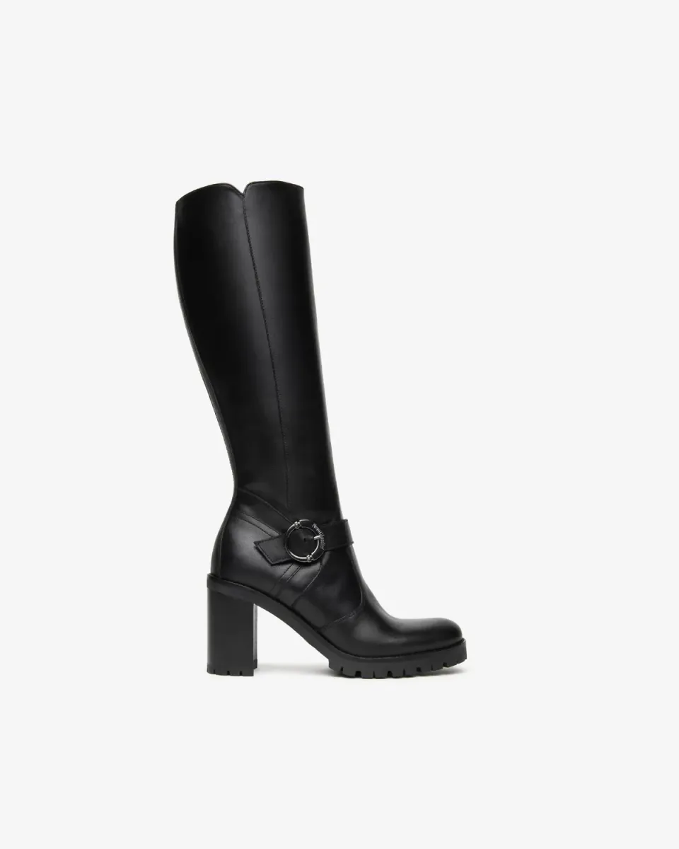 NeroGiardini Cizme Piele Damă Cataramă Toc 9 cm