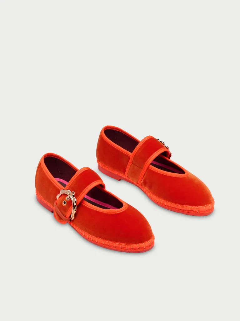 Flagelus Lady Sophie Orange pantofi portocalii catifea