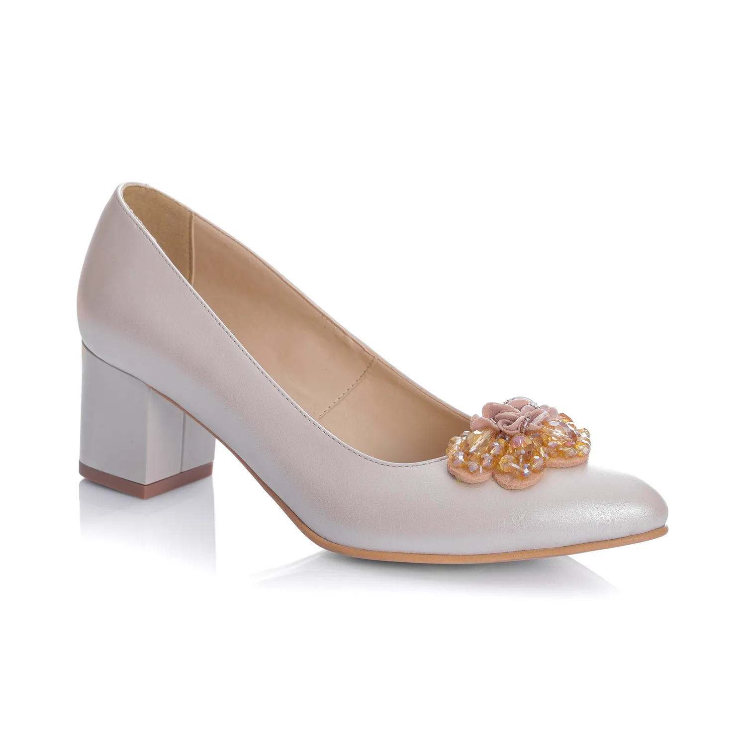 Pantofi damă Catinca Shoes A60 BS bej sidef piele naturală