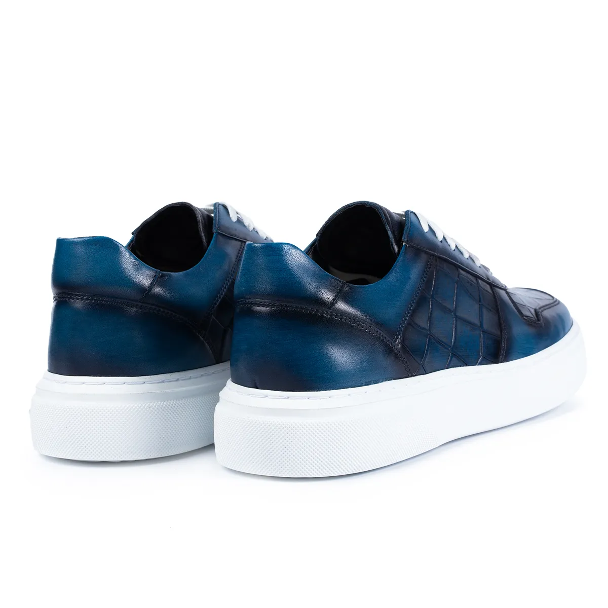 Lucas Shoes 003 sneakers azzuro piele naturală