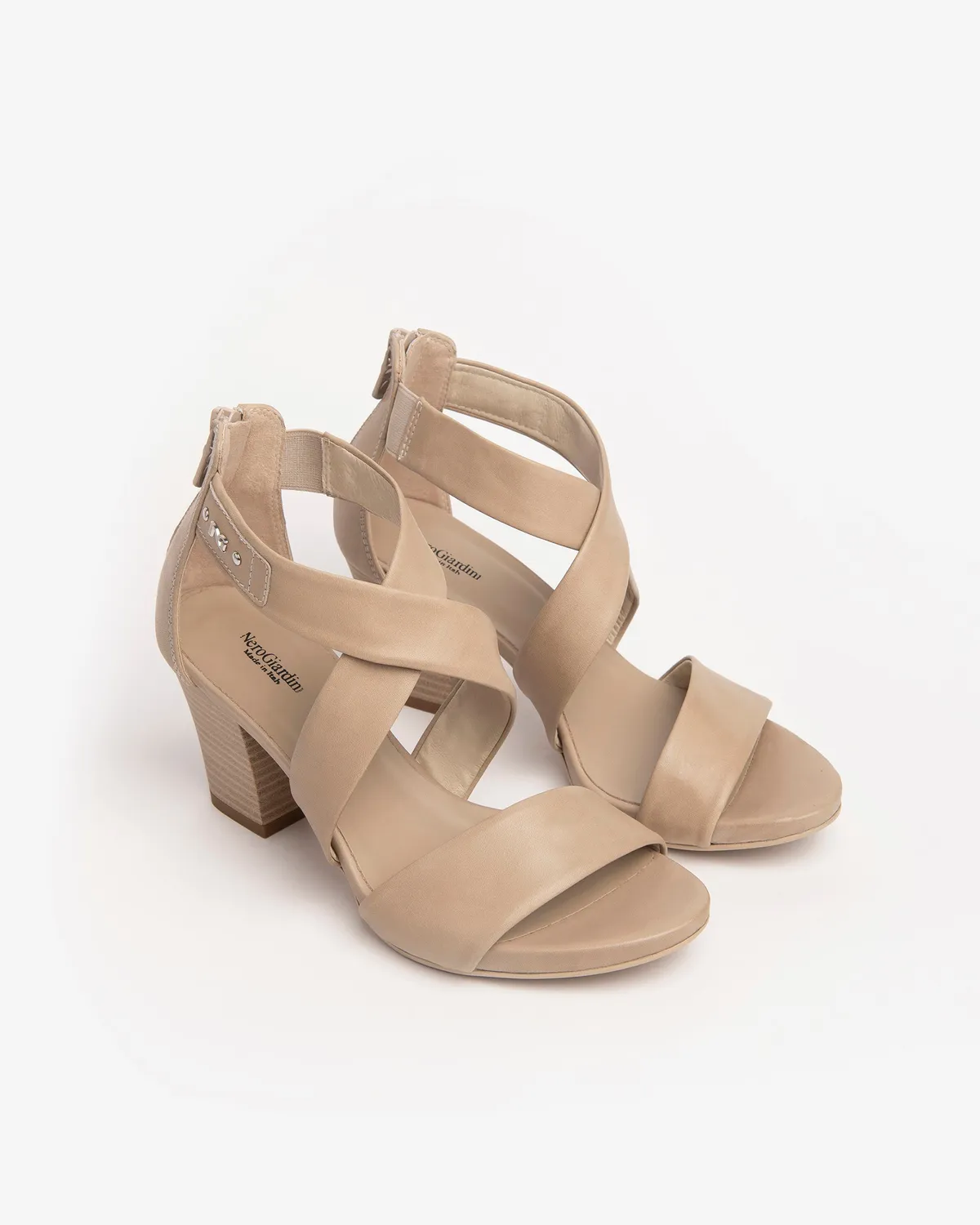 NeroGiardini sandale damă piele cu toc 7,5 cm