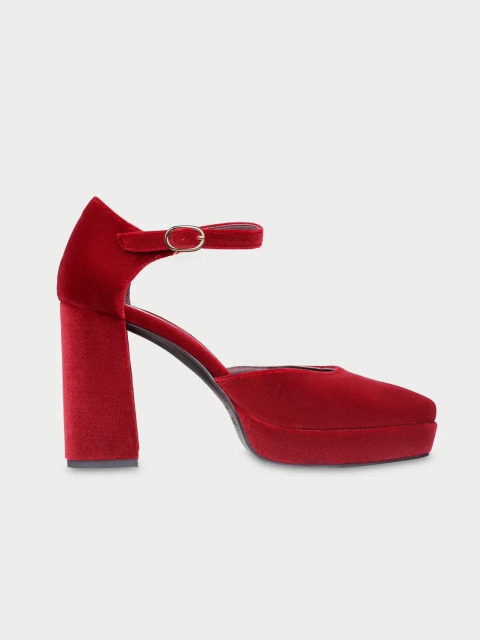 Flagelus Flamenco pantofi cu toc rosii catifea 9 cm