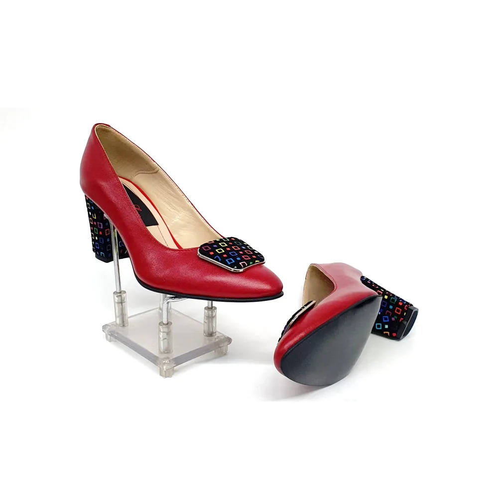 Catinca Rosu Box A25 RBPC pantofi dama rosii piele naturala