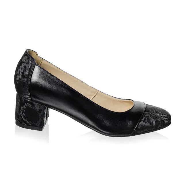 Catinca Shoes A8 NBSA pantofi dama piele negru box sarpe