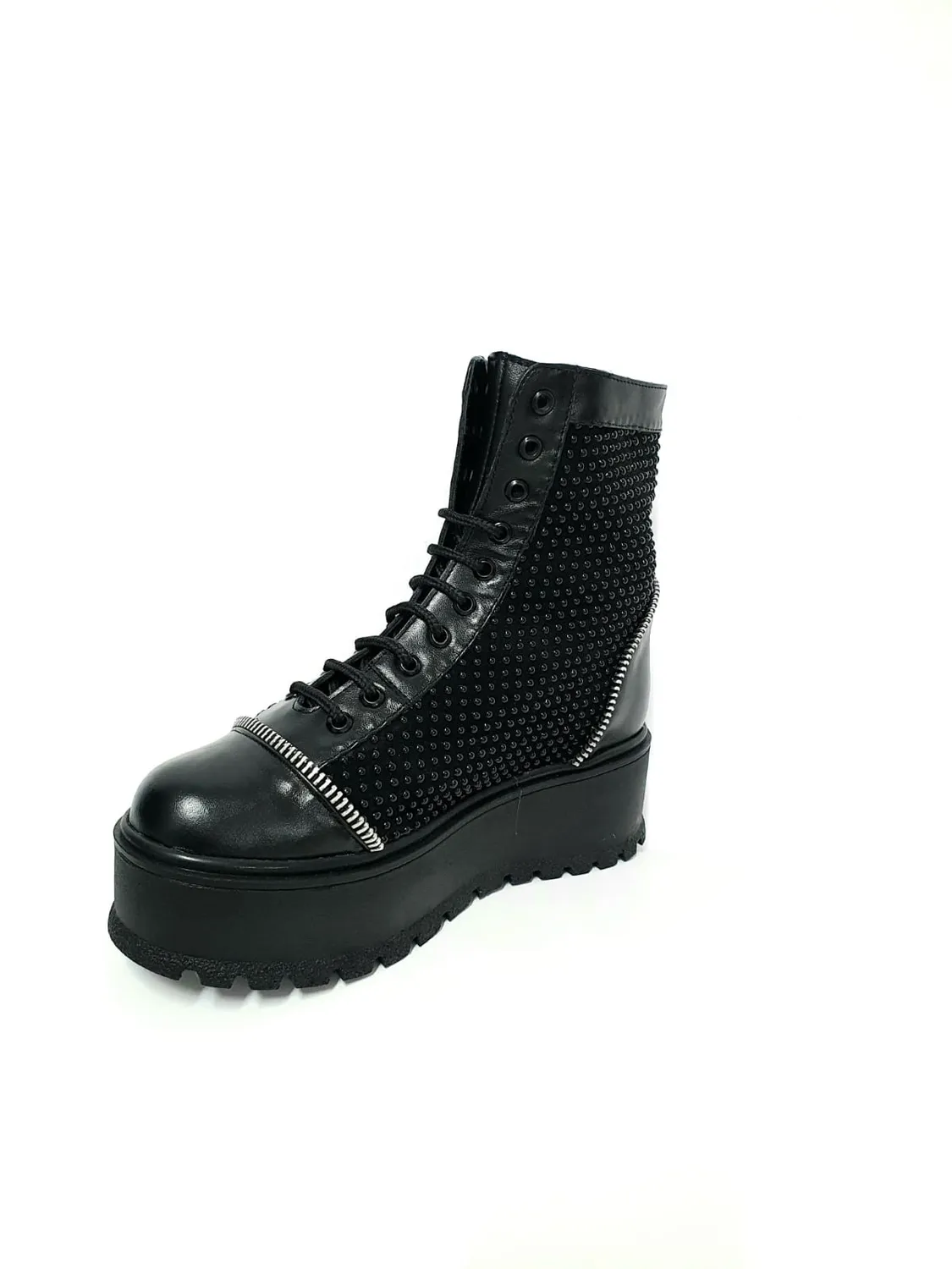 Catinca Shoes BC31 NBBN bocanci piele negru bilute