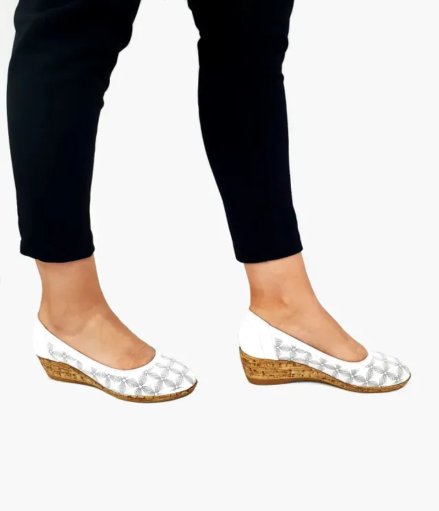 Catinca Shoes T13 A pantofi dama piele albi perforati