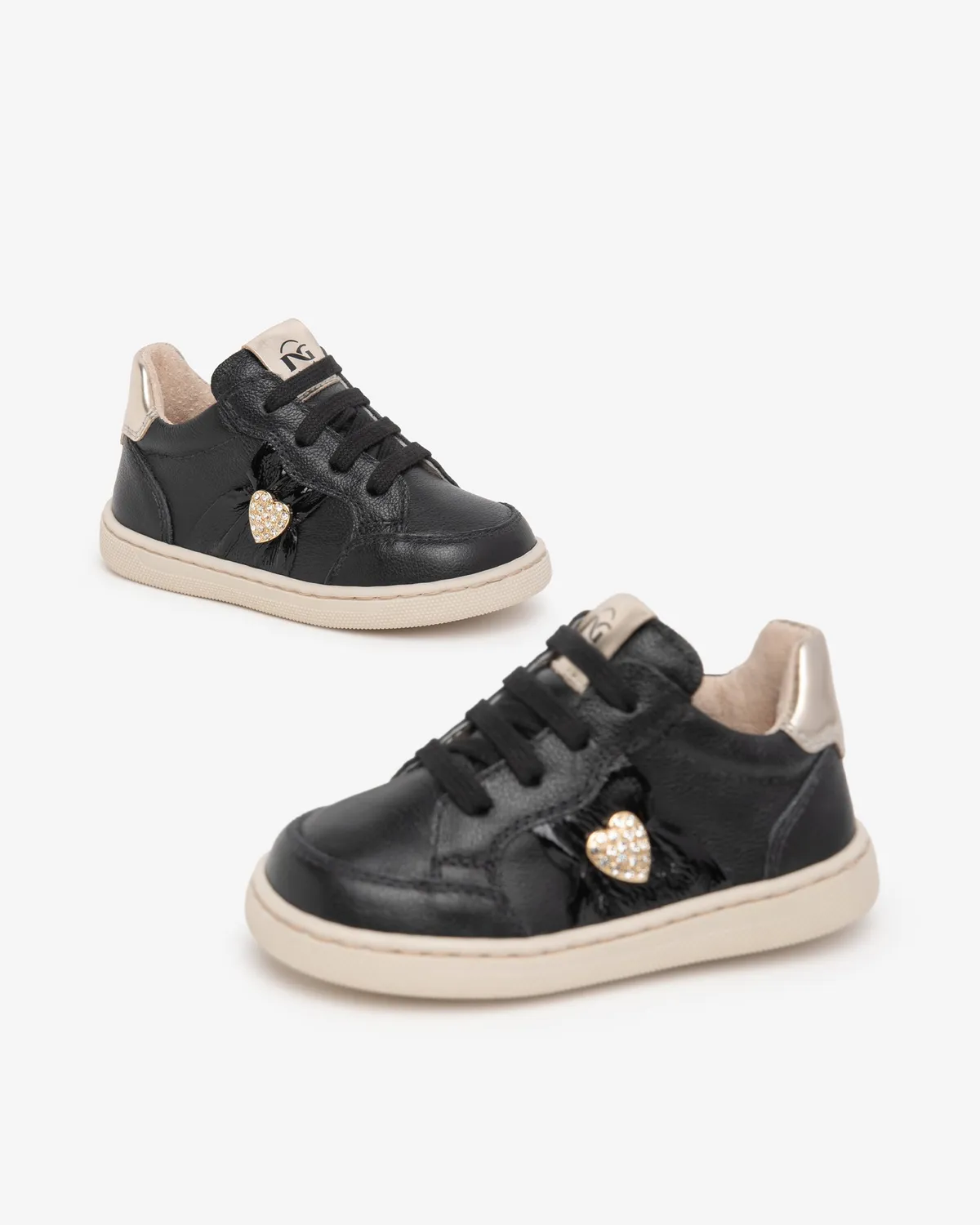 NeroGiardini Sneakers Fete Piele cu Inimă și Fermoar