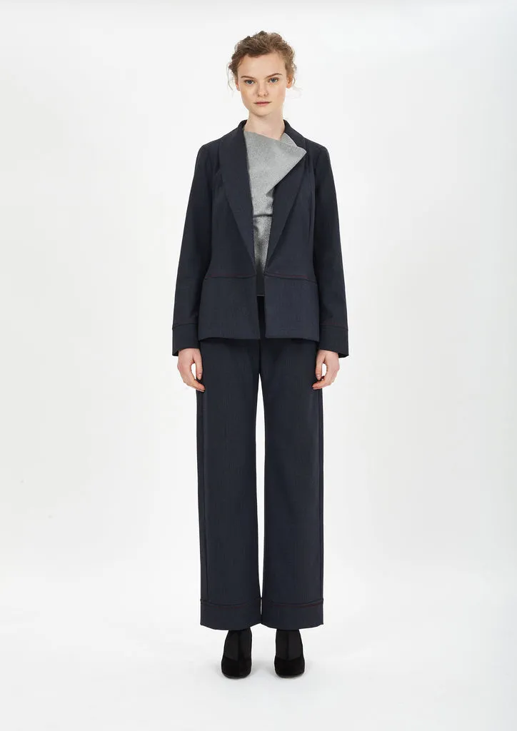 Flagelus Edward Marine pantaloni bleumarin lana