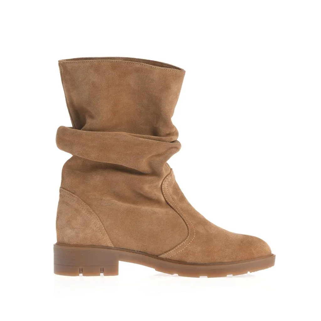 Ana Urbana Mara cizme piele intoarsa camel talpa plata