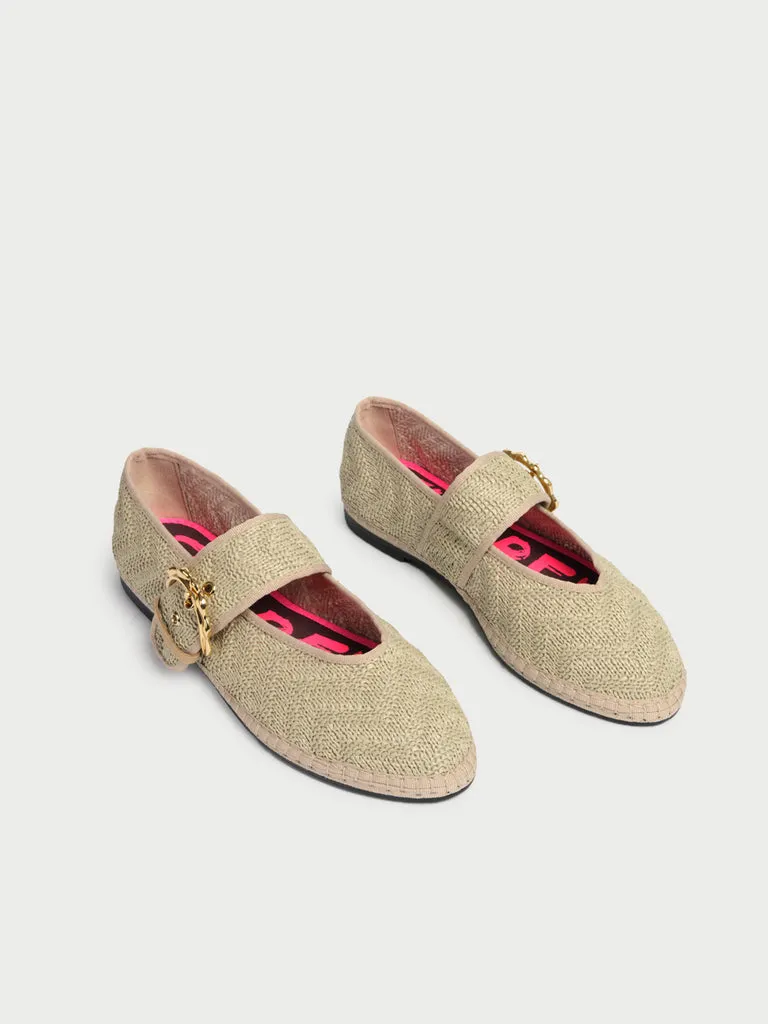 Flagelus Sophie Raffia Nude balerini rafie gri