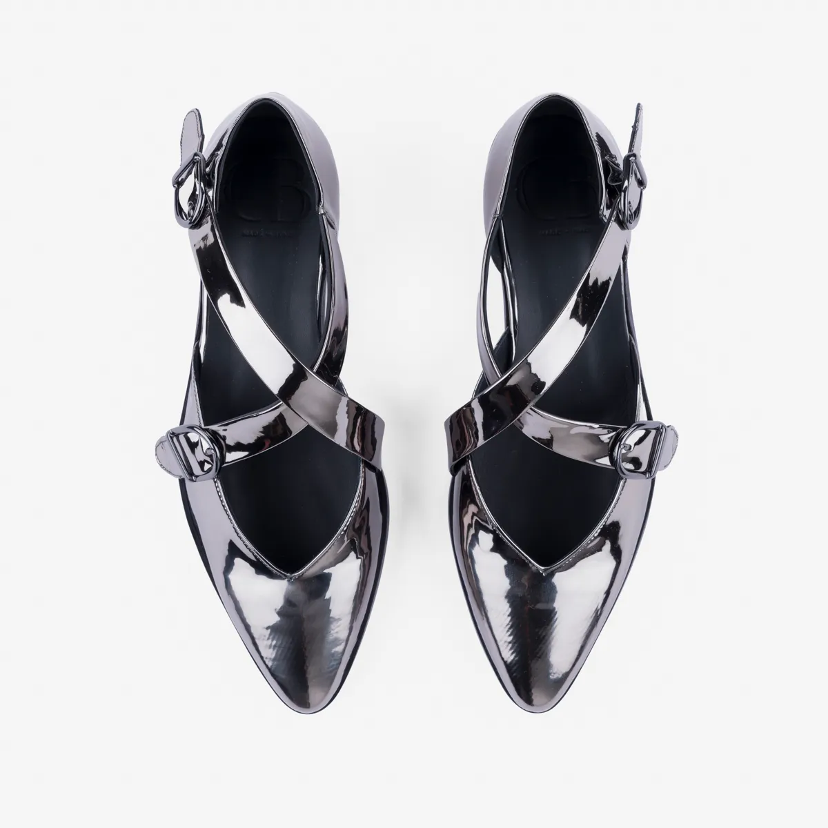 Cecilia Bringheli Croce Patent Silver sandale argintii lac