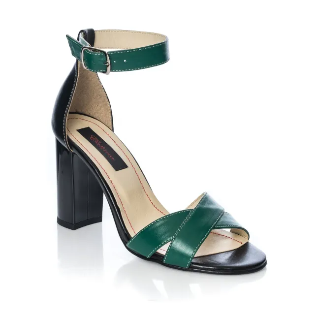 Catinca Shoes S4 VN sandale dama piele naturala verde negru