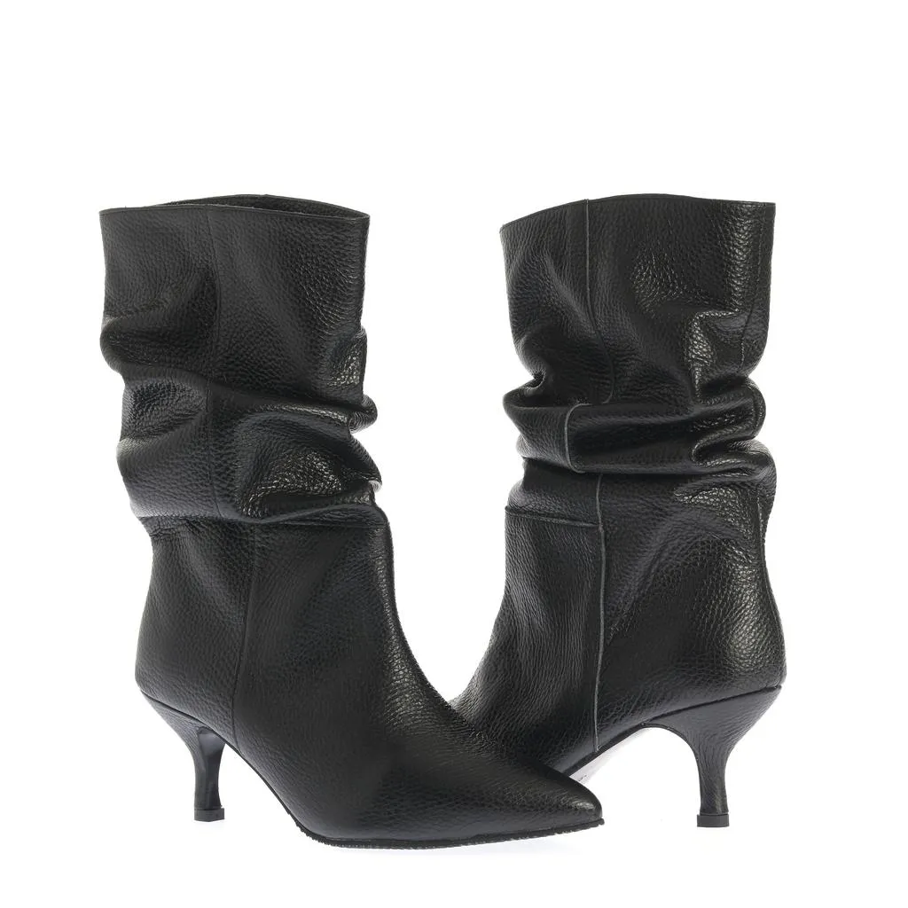 Ana Urbana Shoes Amelia cizme negre piele toc mic
