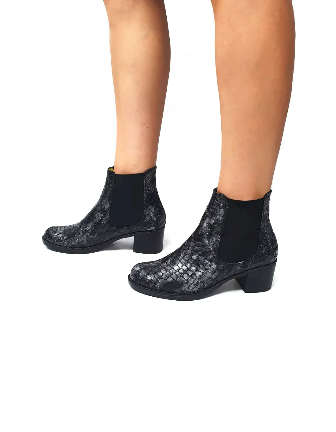 Catinca Shoes E01 SN botine piele naturala sarpe negru