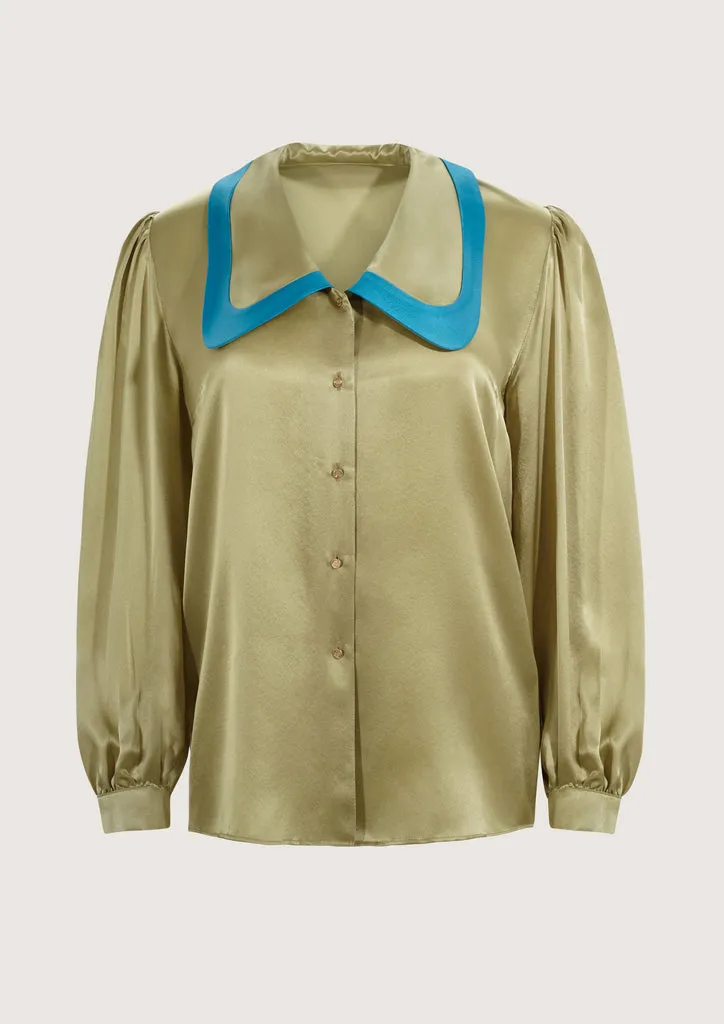 Flagelus Baseball Olive Green bluza dama matase verde masliniu