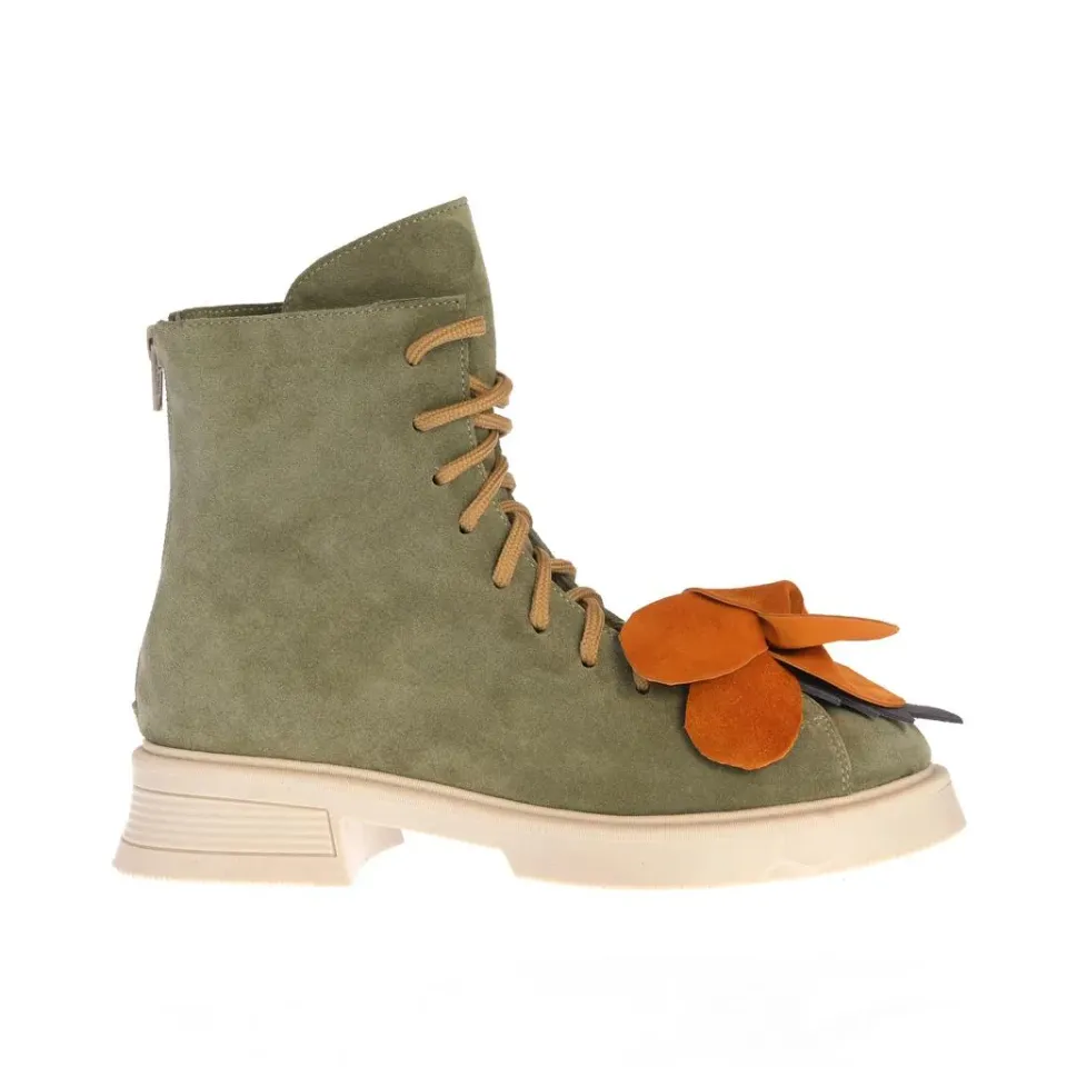 Ana Urbana Shoes Yasmina bocanci verde oliv aplicatie florala