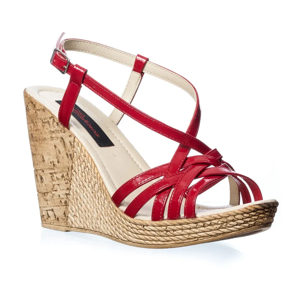Catinca Shoes G21 RL sandale dama rosu lac piele naturala