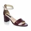 Catinca Shoes S7 BA sandale dama bordo alb piele naturala