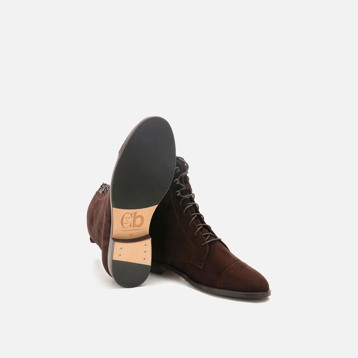 Cecilia Bringheli Eva Dark Brown botine piele intoarsa maro