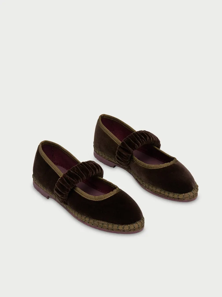 Flagelus Mafalda Ulla Kids pantofi copii maro catifea