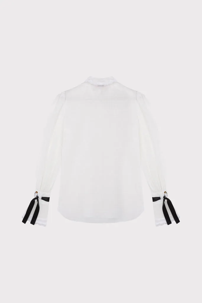 Flagelus Glinda Bubble bluza bumbac alba cu broderie