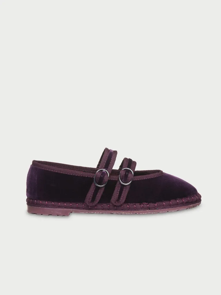 Flagelus Claire Aubergine pantofi Mary Jane catifea