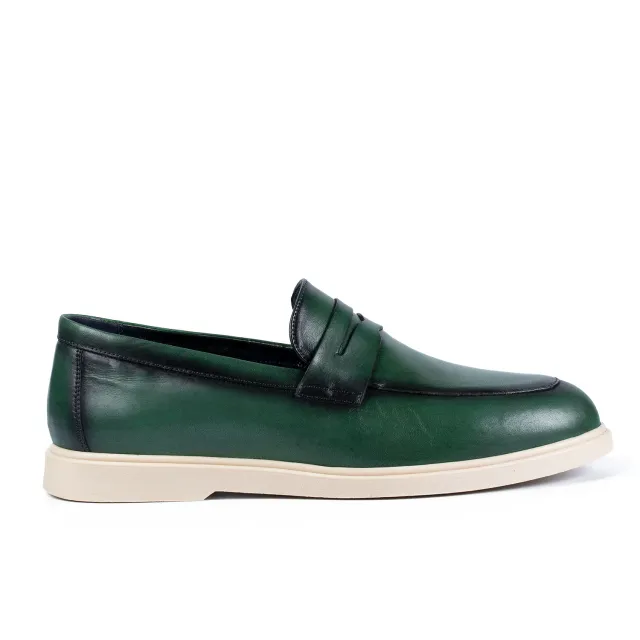 Lucas Shoes Ezra mocasini verde piele naturala