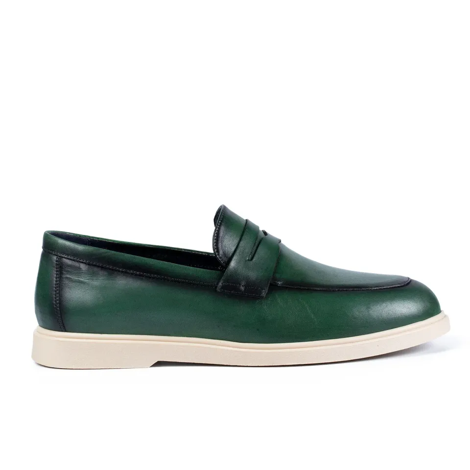 Lucas Shoes Ezra mocasini verde piele naturala