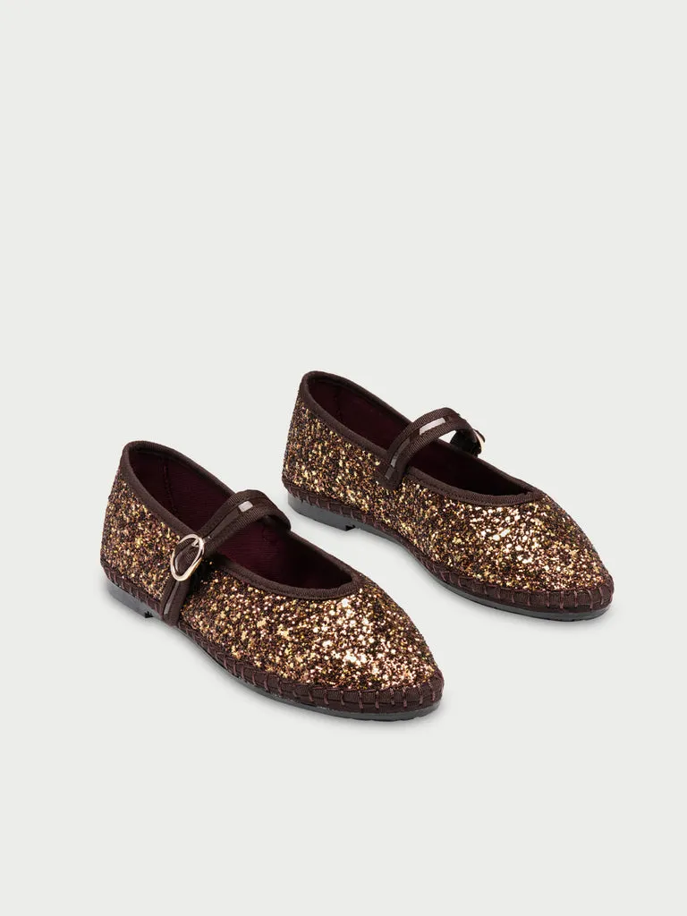 Flagelus Pierre Brown Glitter balerini maro
