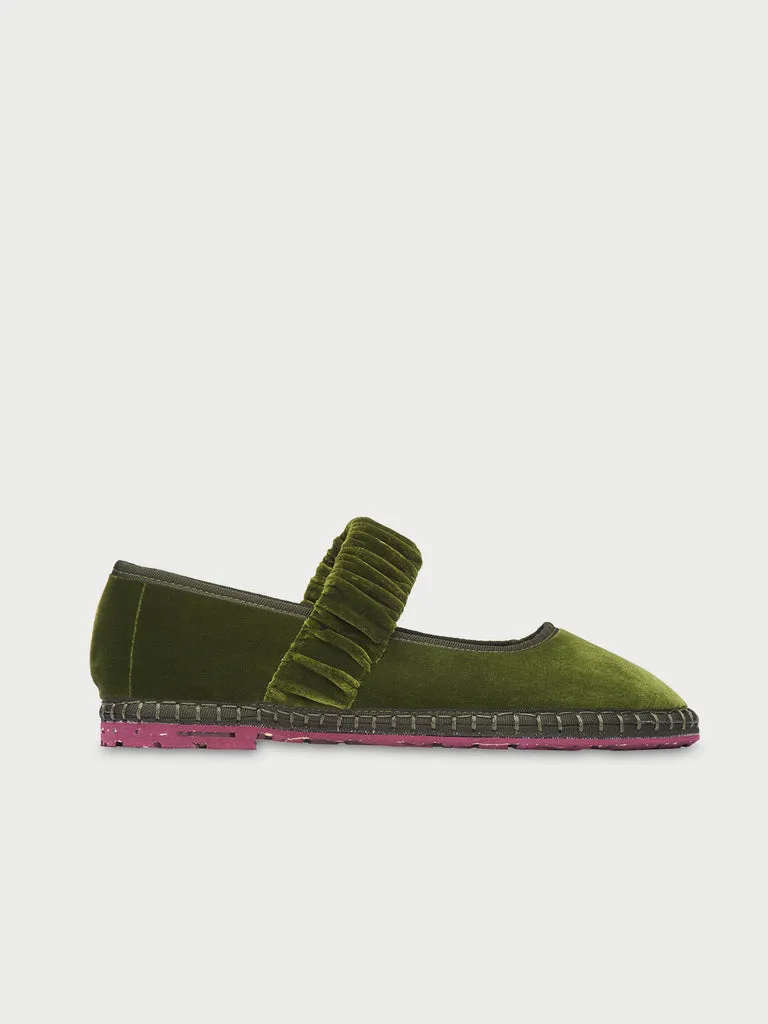 Pantofi cu siret Flagelus Mafalda verde masliniu catifea